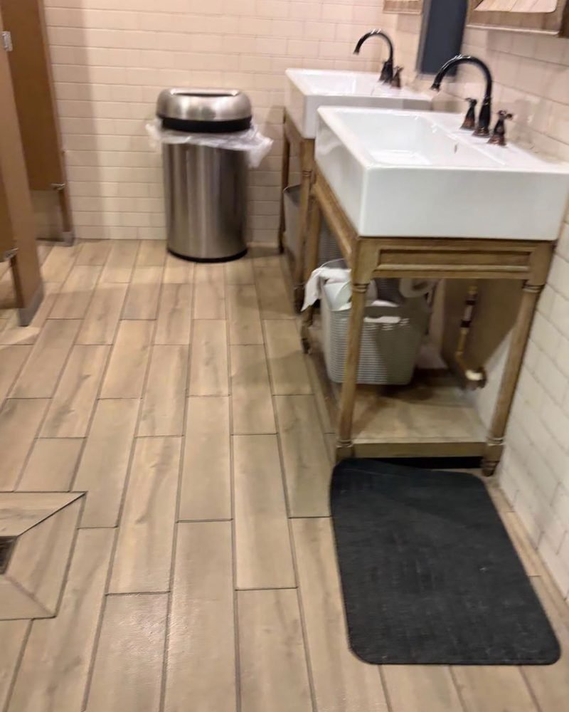 Commercial restroom cleaned by R.G Diamond Touch Cleaning LLC in Orlando FL