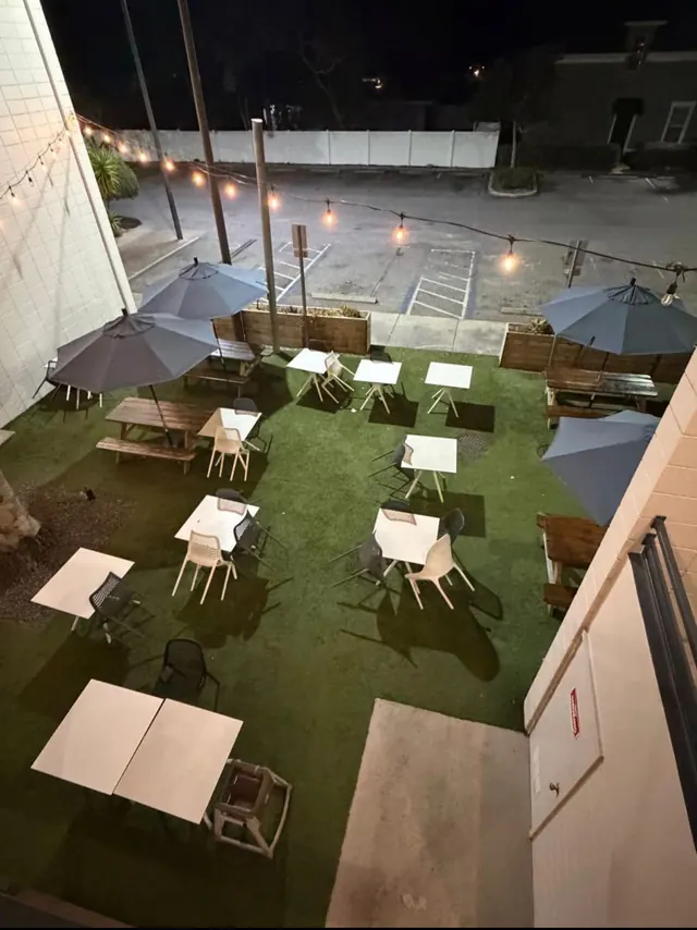 Outdoor dining patio ready for the next day