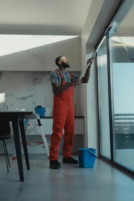 Interior window glass cleaning