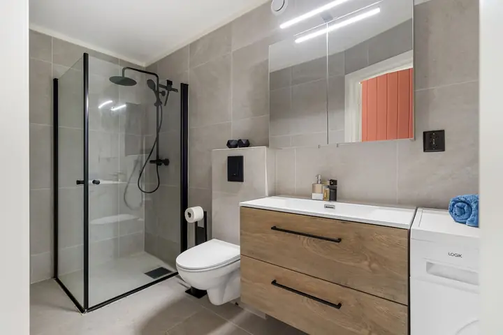 Modern bathroom with glass shower